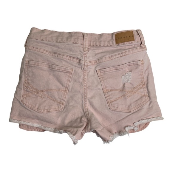 Aeropostale Women Shorts Size 0 Pink Distressed High Waisted Shorty - Picture 2 of 9